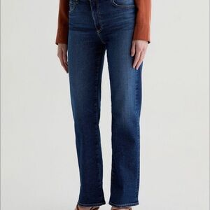AG Adriano Goldschmied Women's Straight Leg Jeans in Dark Blue Wash